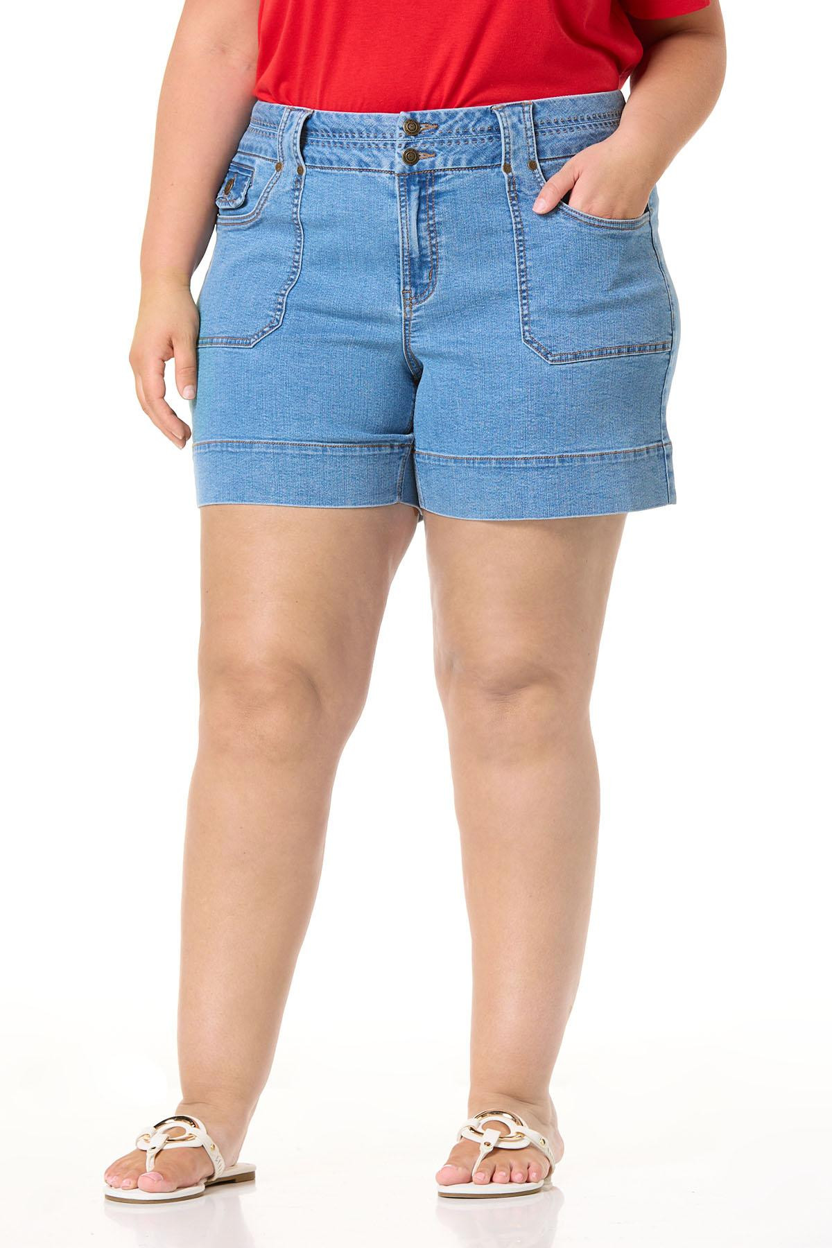 Plus Size Denim Utility Shorts | Cato Fashions