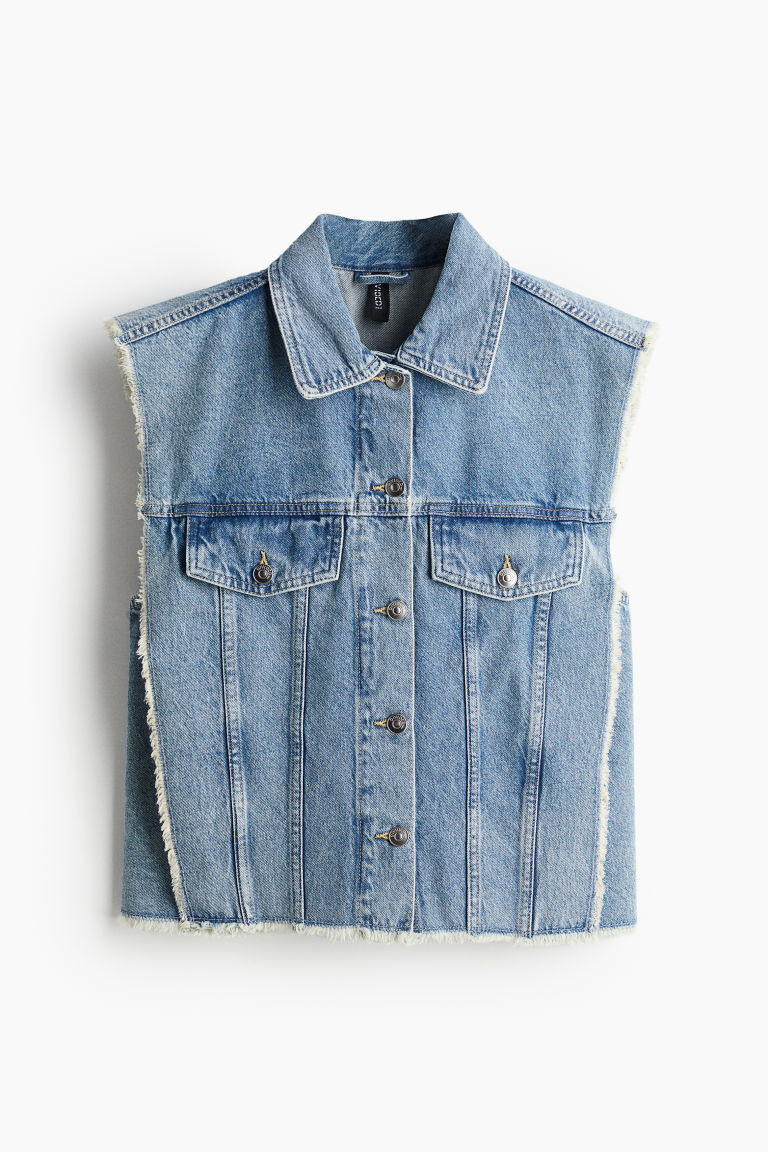 H & M - Frayed-edge Denim Vest - Blue | H&M (US + CA)