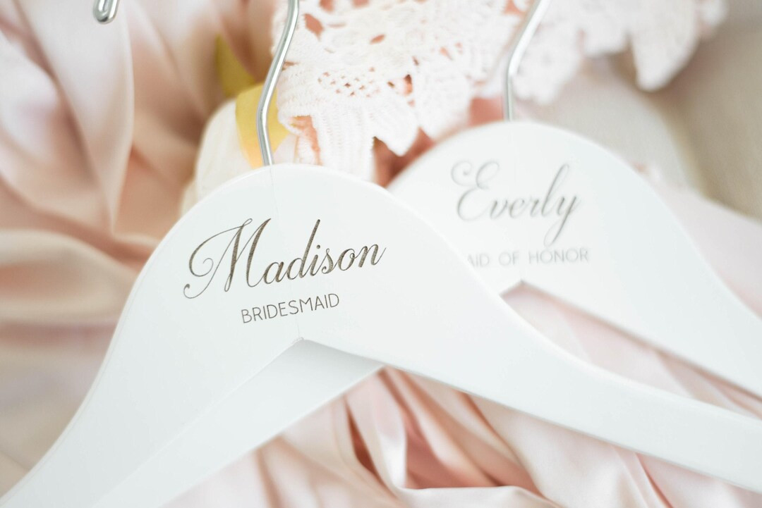 Engraved Wedding Hanger Bride Bridesmaid Dress Hangers Personalized Bridesmaid Gift - Etsy | Etsy (US)