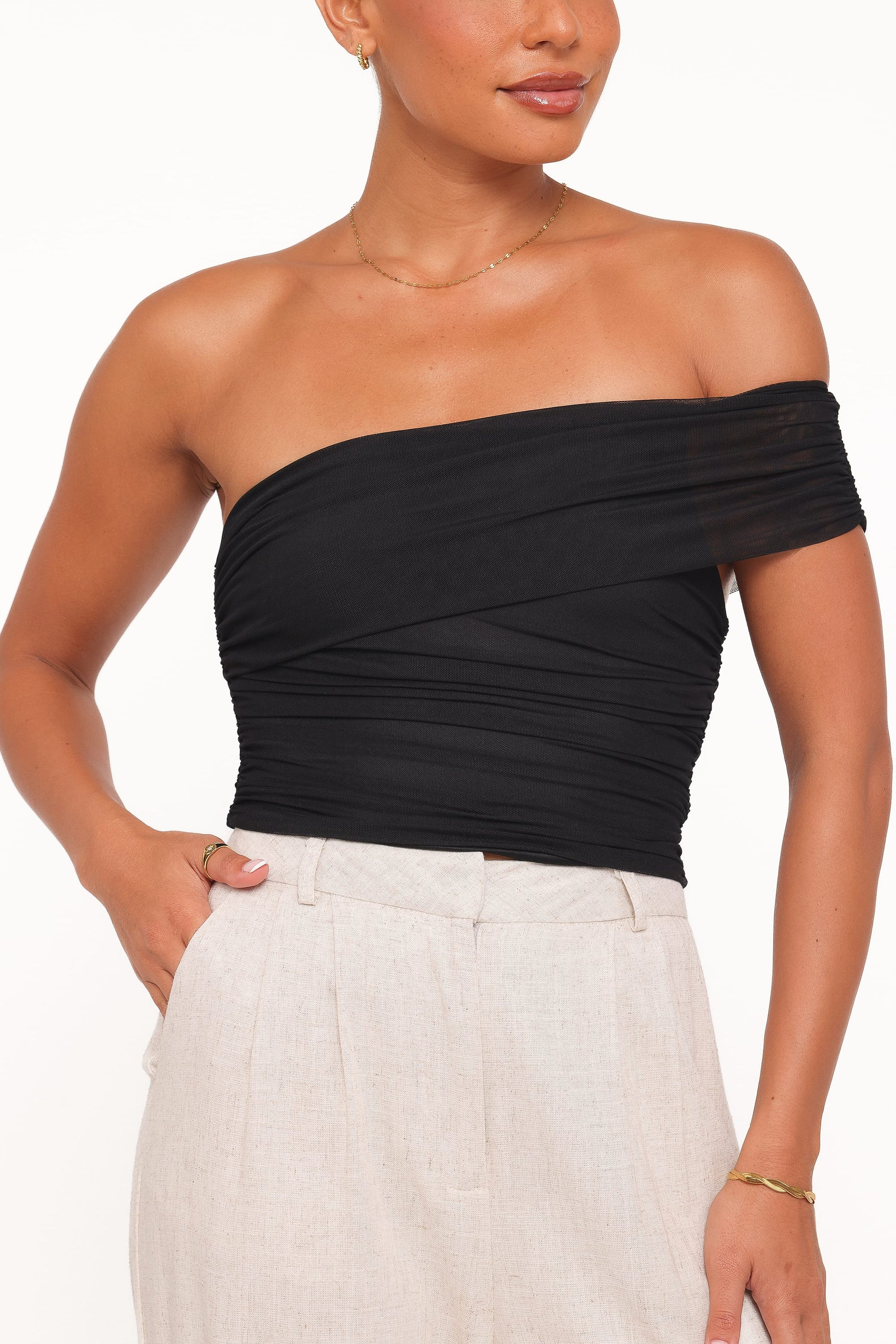 Zachary One Shoulder Top - Black | Petal & Pup (US)