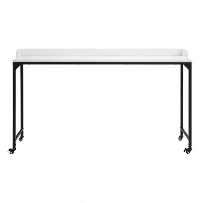 White Finish Multipurpose Over The Bed Desk With Adjustable Height, Metal Legs With Casters, Overbed Table 1Pc, Laptop Table For Bed, Breakfast Table | Wayfair North America