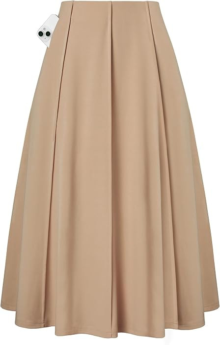 Kate Kasin Women's Midi A Line High Waisted Flowy Skirts with Pockets | Amazon (US)