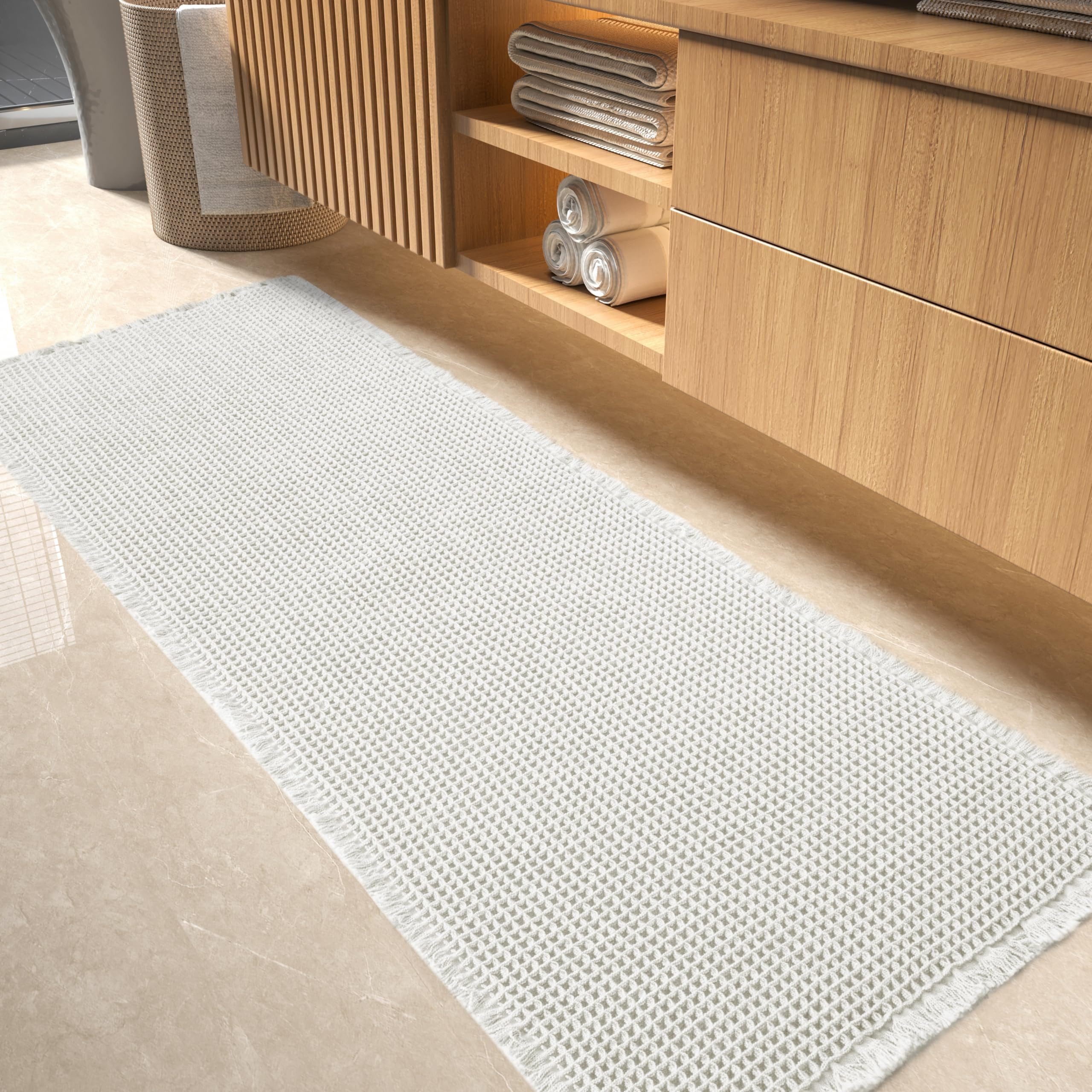 tchdio Waffle Bath Mat-Runner Rug, Super Absorbent Non Slip Bath Mats for Bathroom Machine Washab... | Amazon (US)