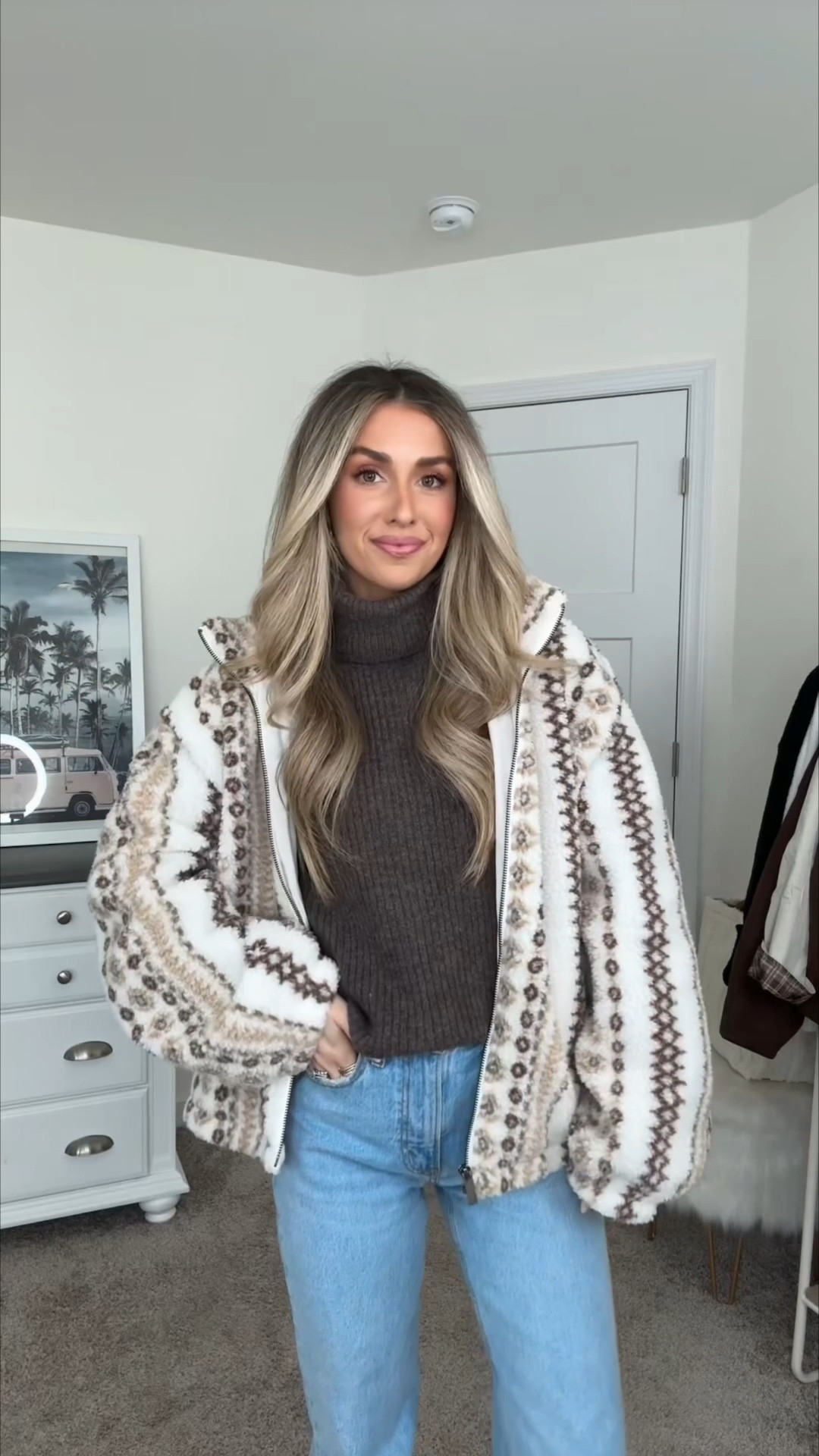 Target Sherpa jacket: size large 
Sweater: medium 
Jeans: 24 short 
Amazon Uggs: size up if in between 

#LTKSeasonal #LTKootd #LTKFindsUnder100