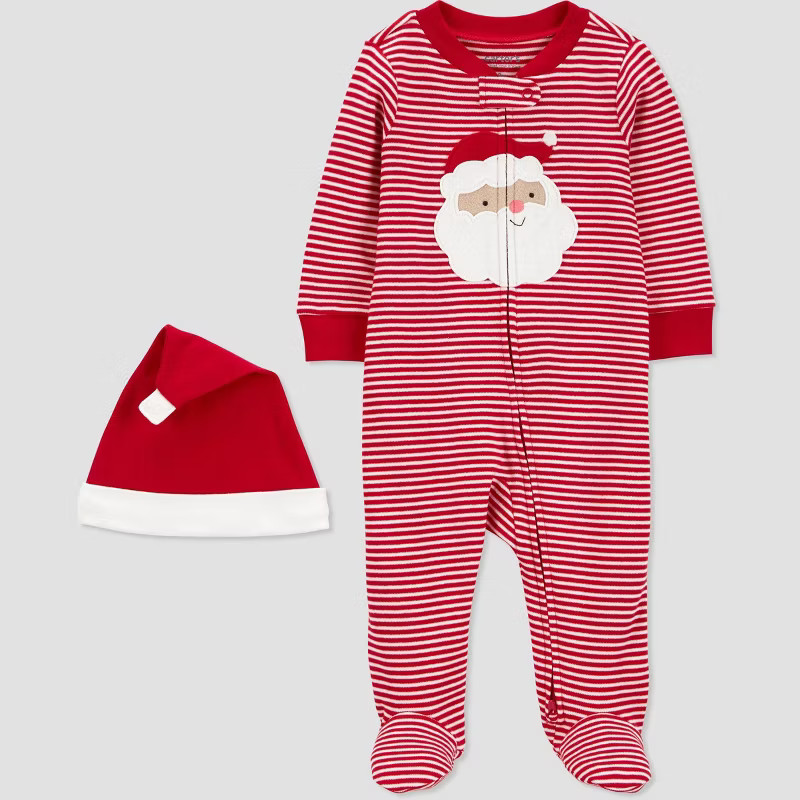 Carter's Just One You® Baby Christmas Striped Santa Sleep N' Play - White/Red | Target