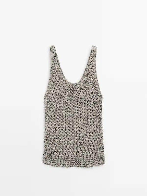 Strappy knit top with contrast thread | Massimo Dutti (US)