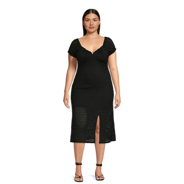 No Boundaries Juniors Plus Lace Midi Dress with Side Slit | Walmart (US)