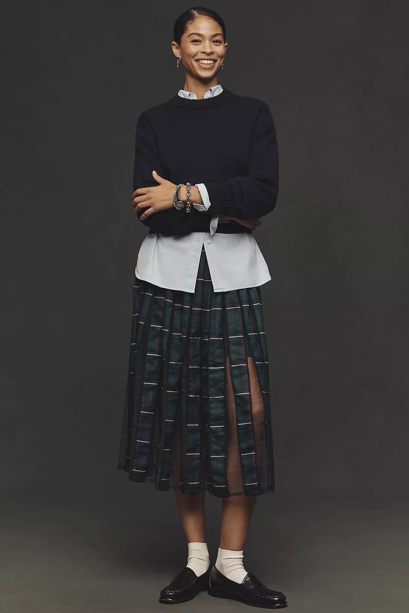 Maeve Pleated Tulle Knee-Length Skirt | Anthropologie (US)