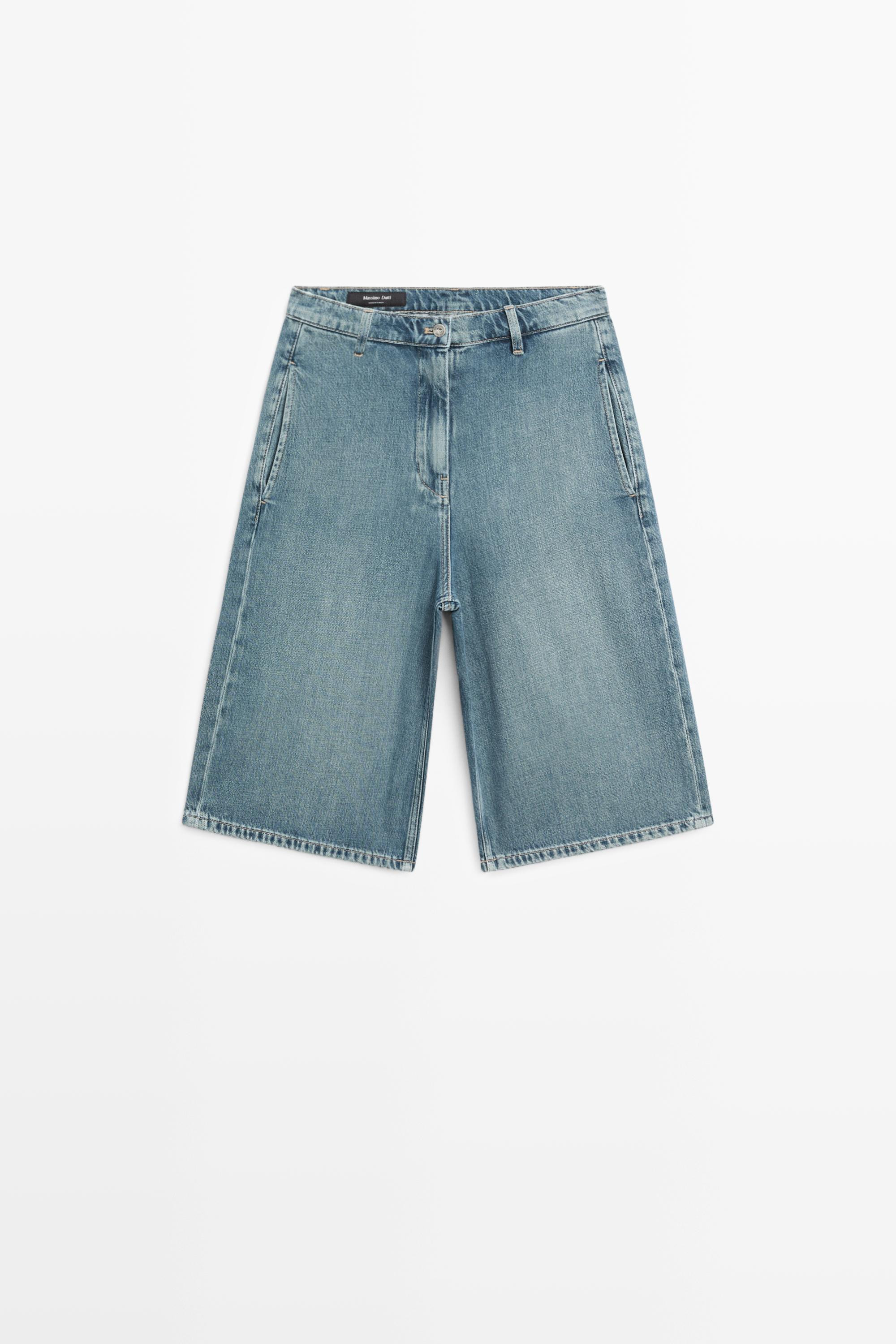 Long denim Bermuda shorts | Massimo Dutti UK