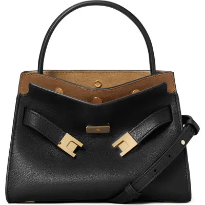 Tory Burch Lee Radziwill Petite Leather Double Bag in Black at Nordstrom | Nordstrom