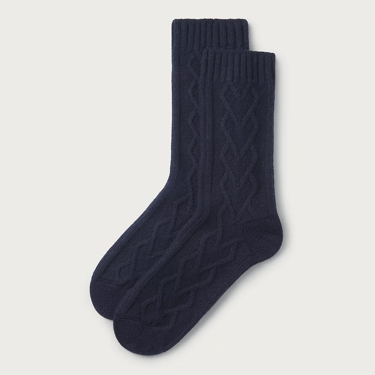 The White Company Heart Cable Bed Socks with Cashmere, Navy, Size: One Size | The White Company UK & ROW