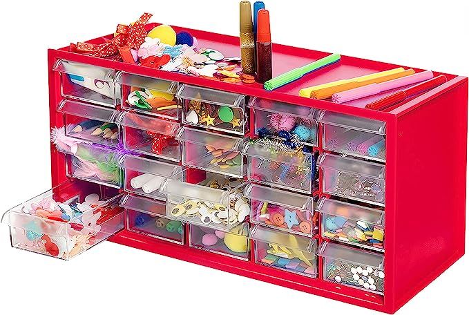 Kraftic Arts & Crafts Supplies Center for Kids Craft Supplies Kit Complete with 20 Filled Drawers... | Amazon (US)