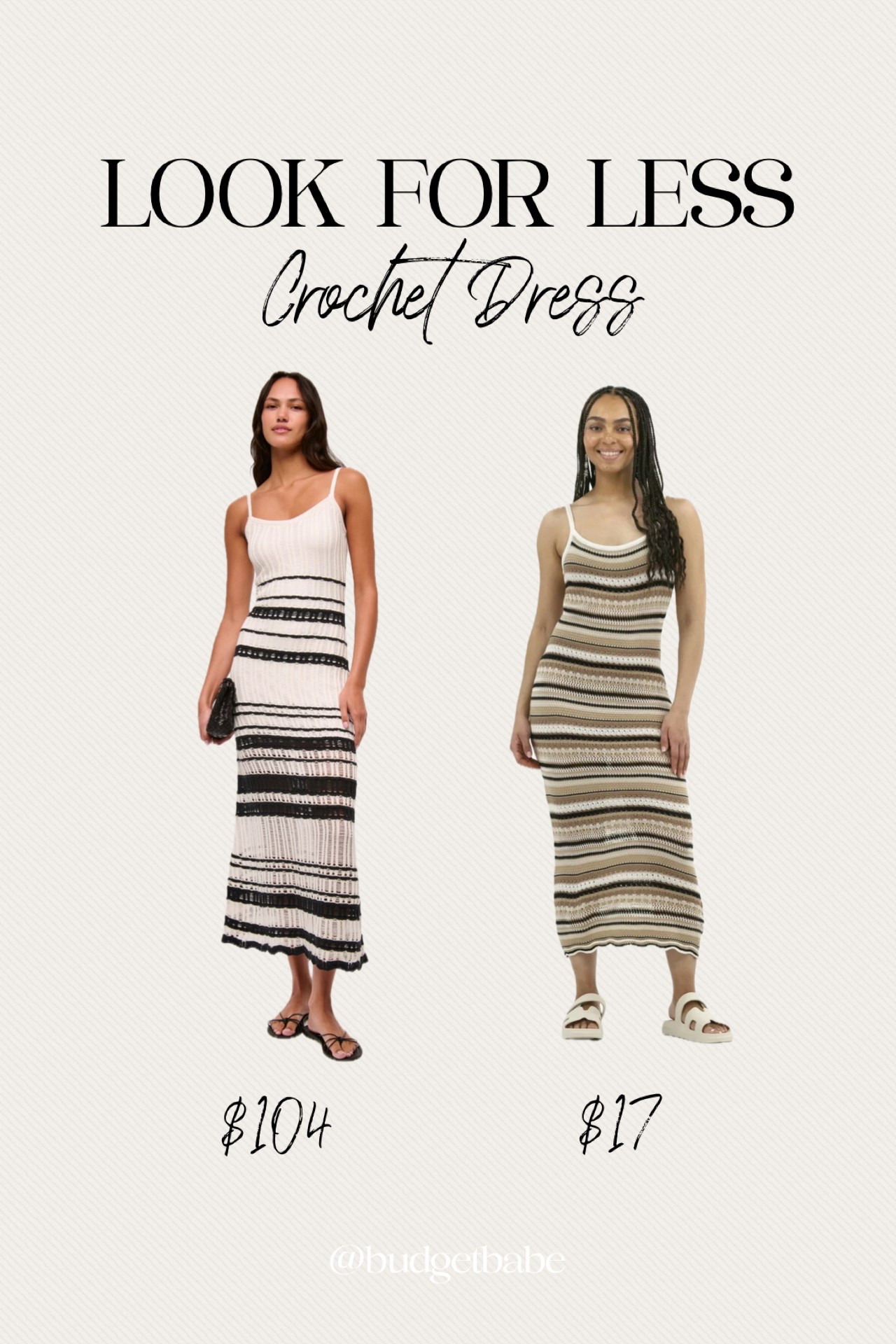 Look for less crochet dress, Abercrombie’s is on sale for $104; Walmart has one for $17 in neutral or colorful stripes. #lookforless

#LTKFindsUnder50 #LTKStyleTip #LTKFindsUnder100