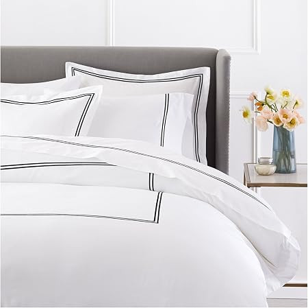 Luxury Soft Brushed 400-Thread-Count Egyptian Cotton Embroidered Duvet Cover Set with Beautiful 2... | Amazon (US)