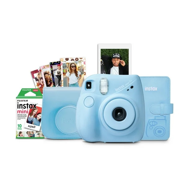 Fujifilm INSTAX Mini 7+ Bundle (10-Pack film, Album, Camera Case, Stickers), Light Blue - Walmart... | Walmart (US)
