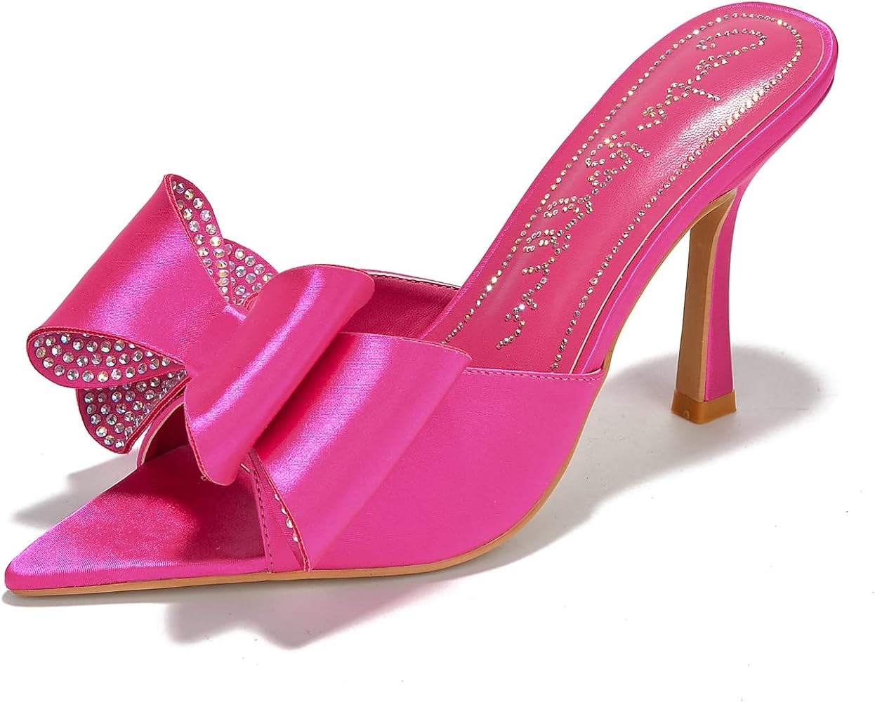 Cape Robbin Bellani Stiletto Slip-on Pointy High Heels with Rhinestone Bow | Amazon (US)