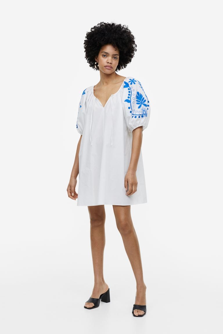 Embroidered Poplin Dress | H&M (US)