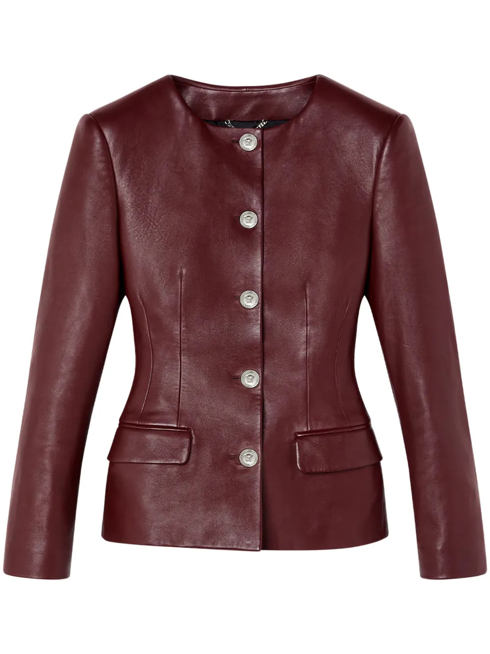 Versace Leather Fitted Jacket | Red | FARFETCH IN | Farfetch Global