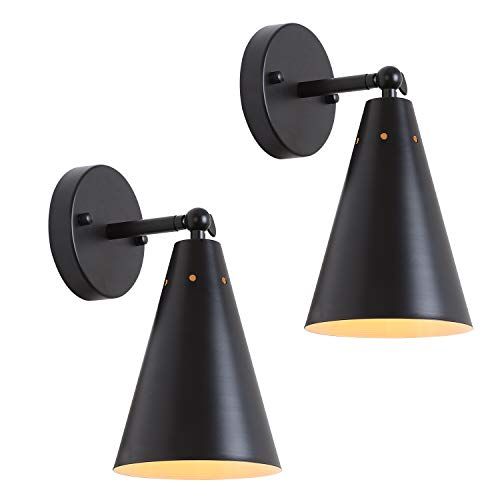 Black Industrial Wall Sconces Set of Two,Rustic Metal Wall Sconce Lighting,Farmhouse Wall Sconce Fix | Amazon (US)