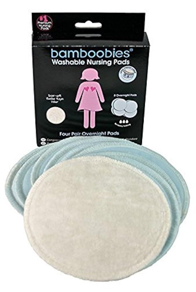 Bamboobies Washable Reusable Overnight Nursing Pads with Leak-Proof Backing for Breastfeeding, Ultra | Amazon (US)