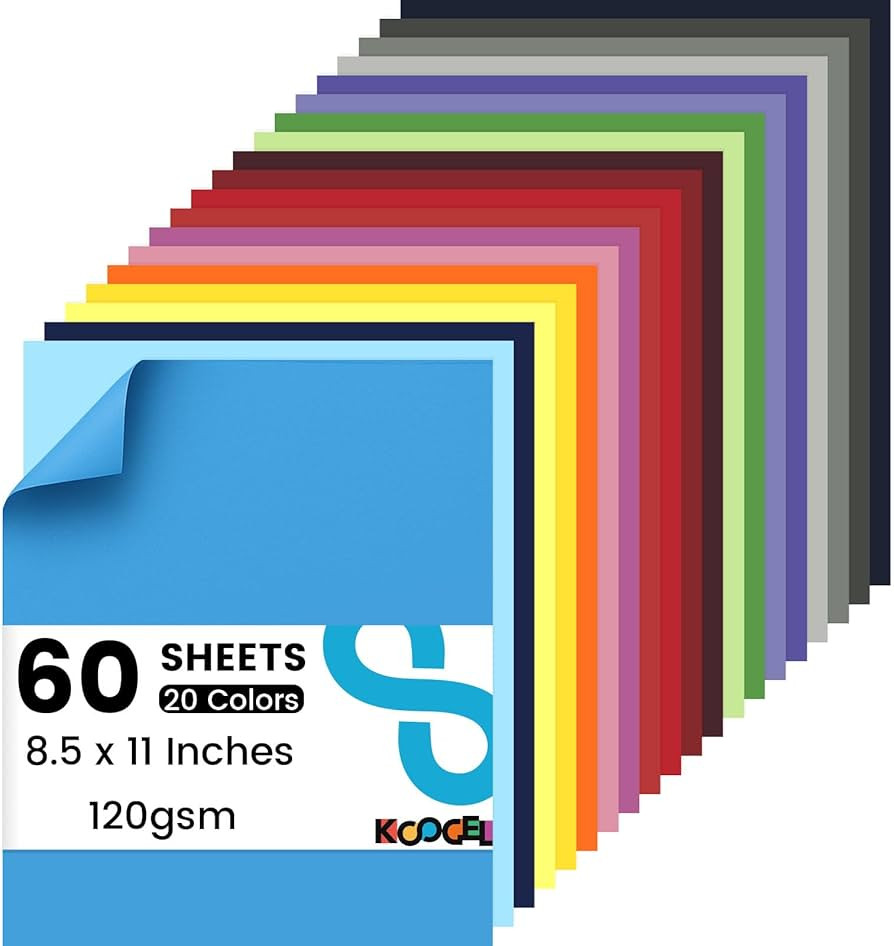 Koogel 60 Sheets Construction Paper, Colored Paper for Kids, Back to School Supplies, Classroom M... | Amazon (US)