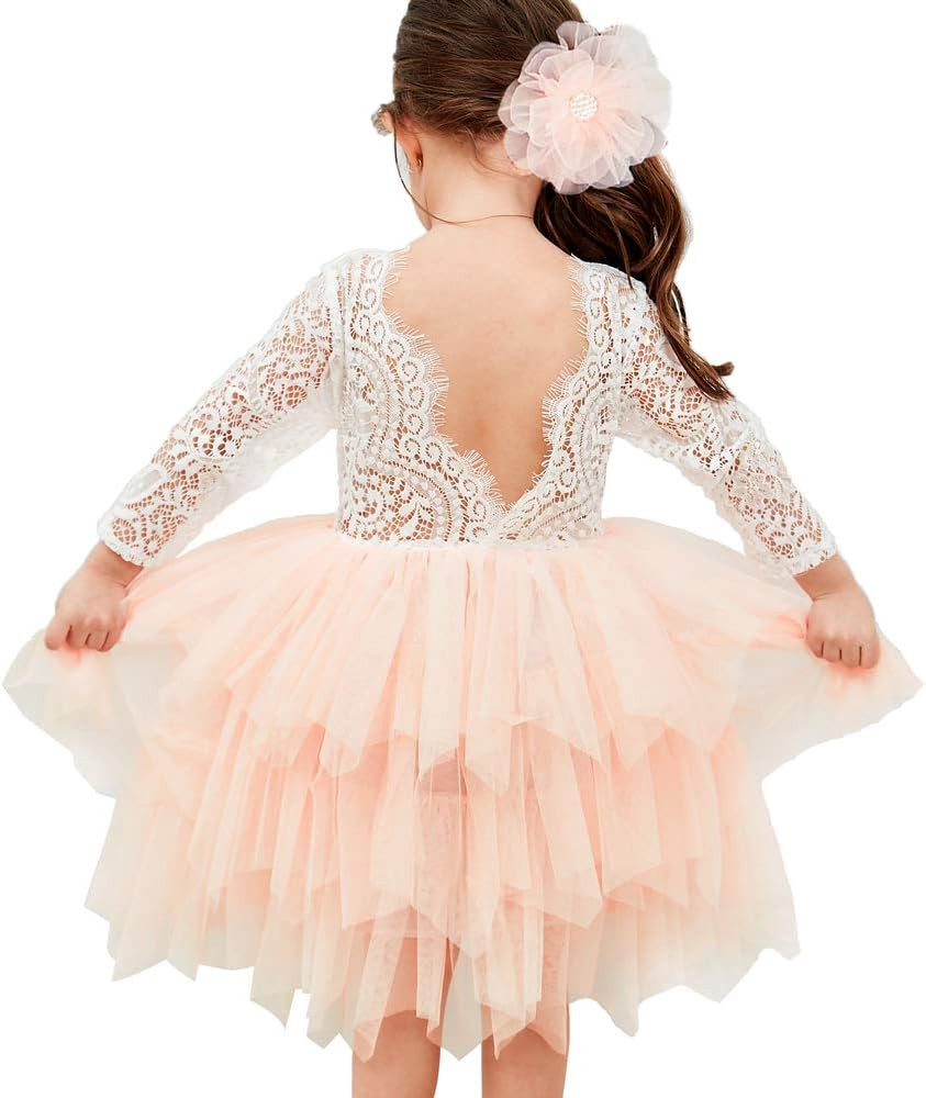 Topmaker Backless A-line Lace Back Flower Girl Dress | Amazon (US)