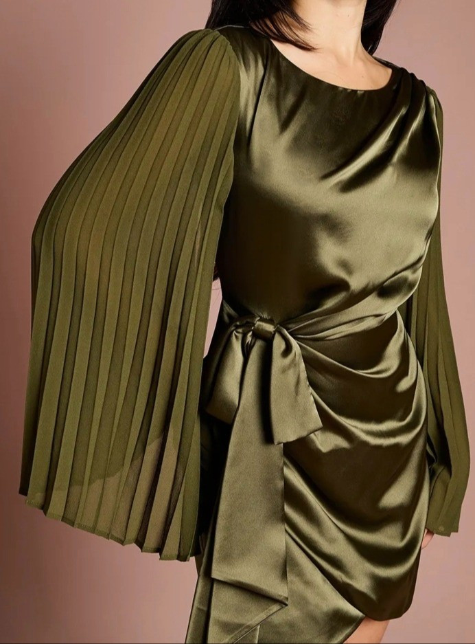 Petite satin long sleeve green mini dress for spring

#LTKPetite #LTKMidsize