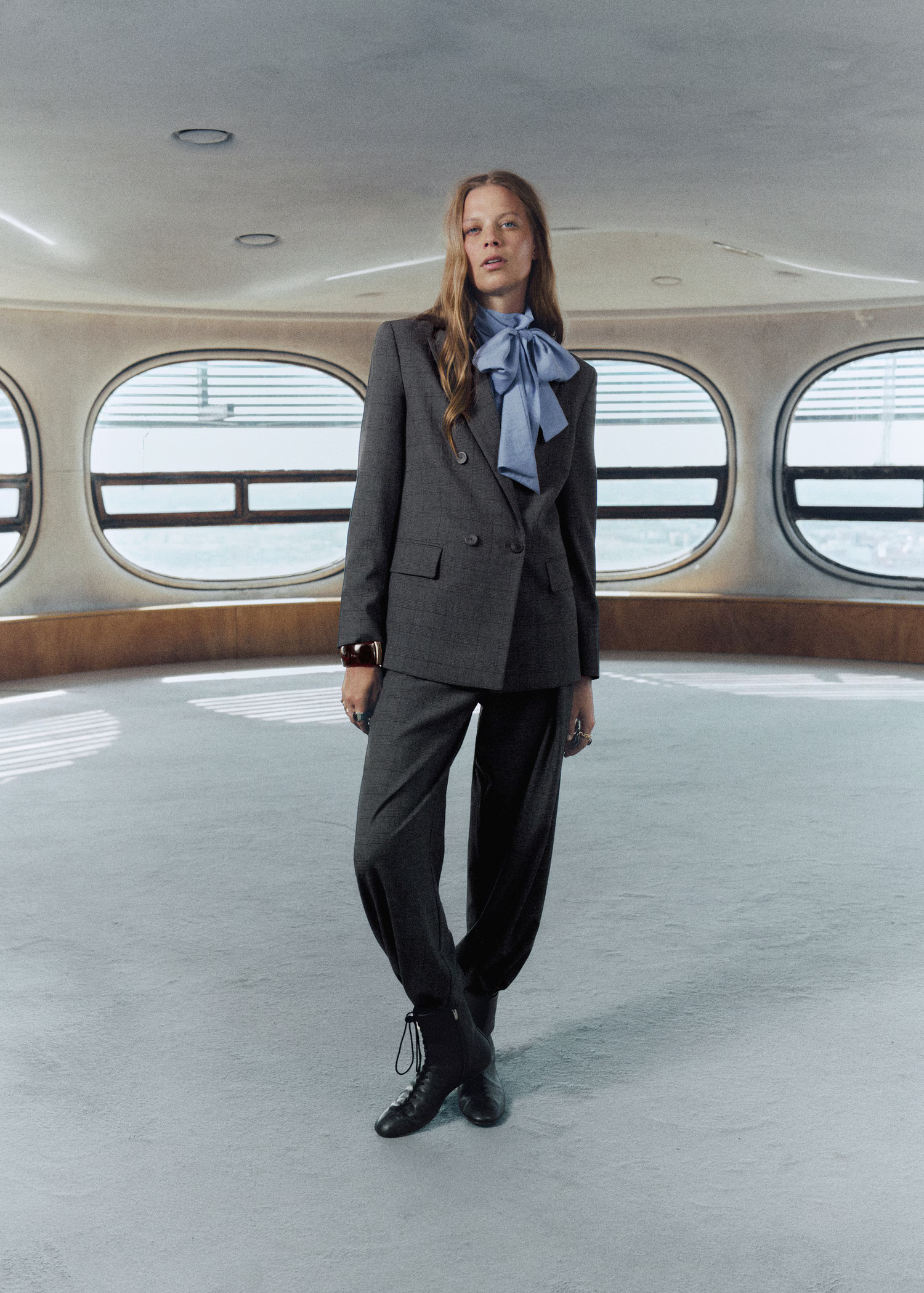 Double-breasted check suit jacket | MANGO (UK)