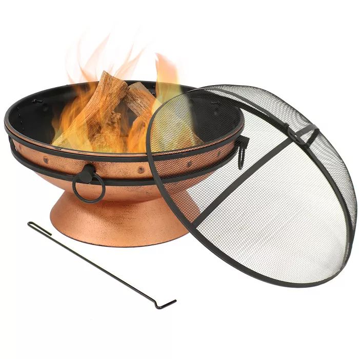 Copper Large Outdoor 30" Wood Burning Fire Pit Bowl - Round - Sunnydaze Decor | Target