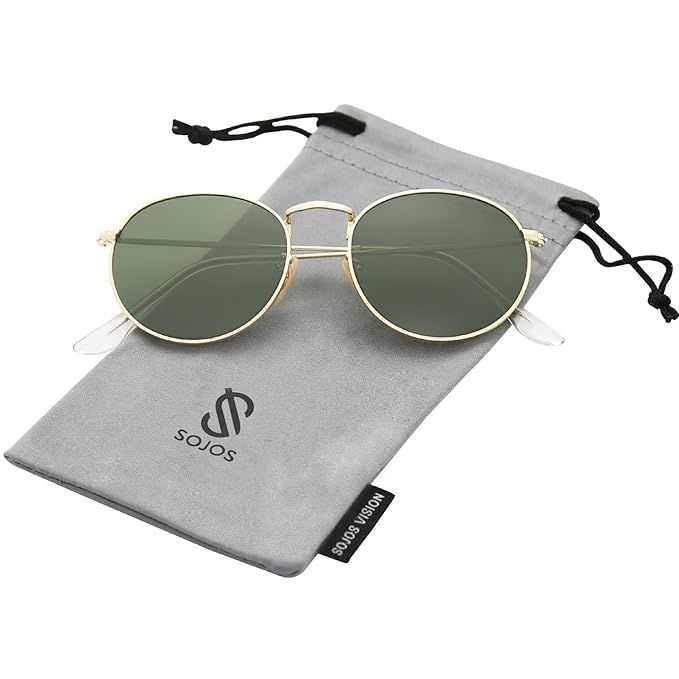 SOJOS Small Round Polarized Sunglasses Mirrored Lens Unisex Glasses SJ1014 3447 | Amazon (US)