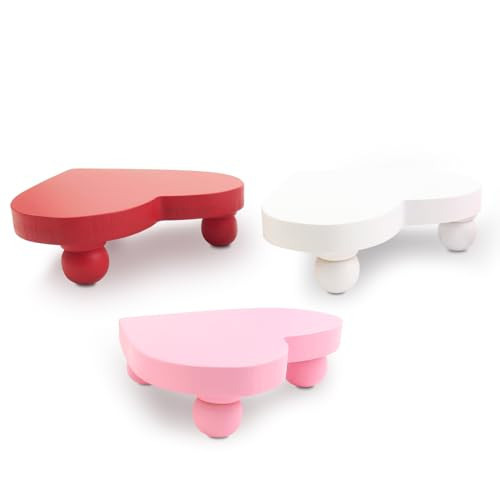 Heart Risers Valentine's Day Tiered Tray Decors Love Day Mini Risers Pink White Red Farmhouse Home Decor, 3 PCS | Amazon (US)