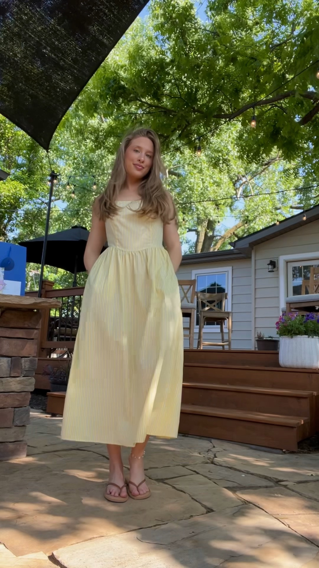 My yellow Gap midi dress is on sale 40% off rn! Wearing size S 
$17 Old Navy sandals - tts
Daisy anklet on sale for $10
Aerie earrings on sale for $14 (pack of 2)


#LTKSaleAlert #LTKStyleTip #LTKFindsUnder50