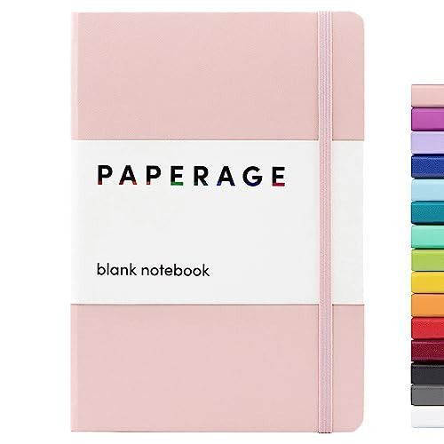 PAPERAGE Blank Journal Notebook, (Blush), 160 Pages, Medium 5.6 in x 8 in - 100 GSM Thick Paper – Hardcover Journaling Notebook for Work, School, Note Taking or Sketching | Amazon (US)
