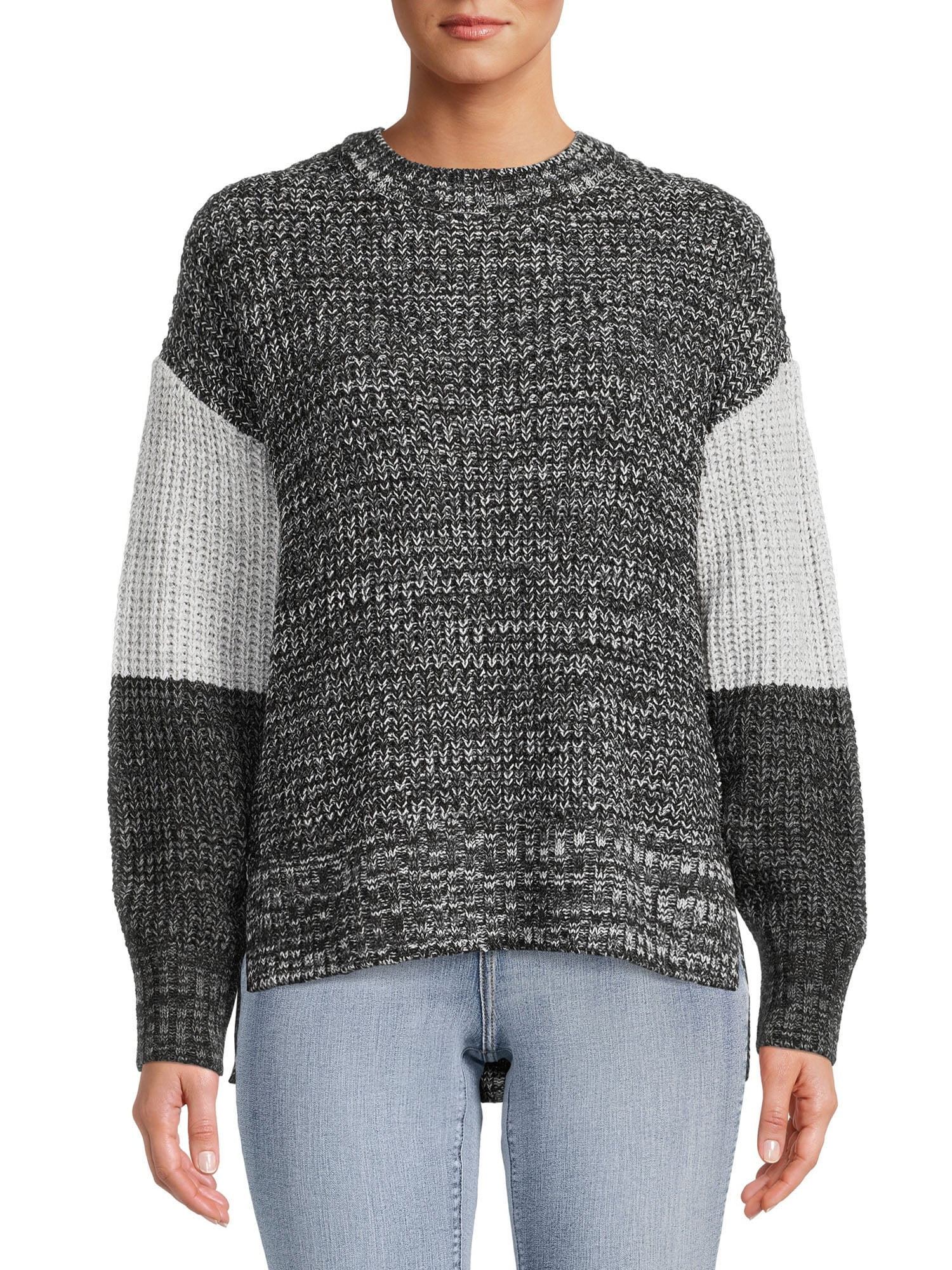Time and Tru Women's Colorblock Sweater - Walmart.com | Walmart (US)