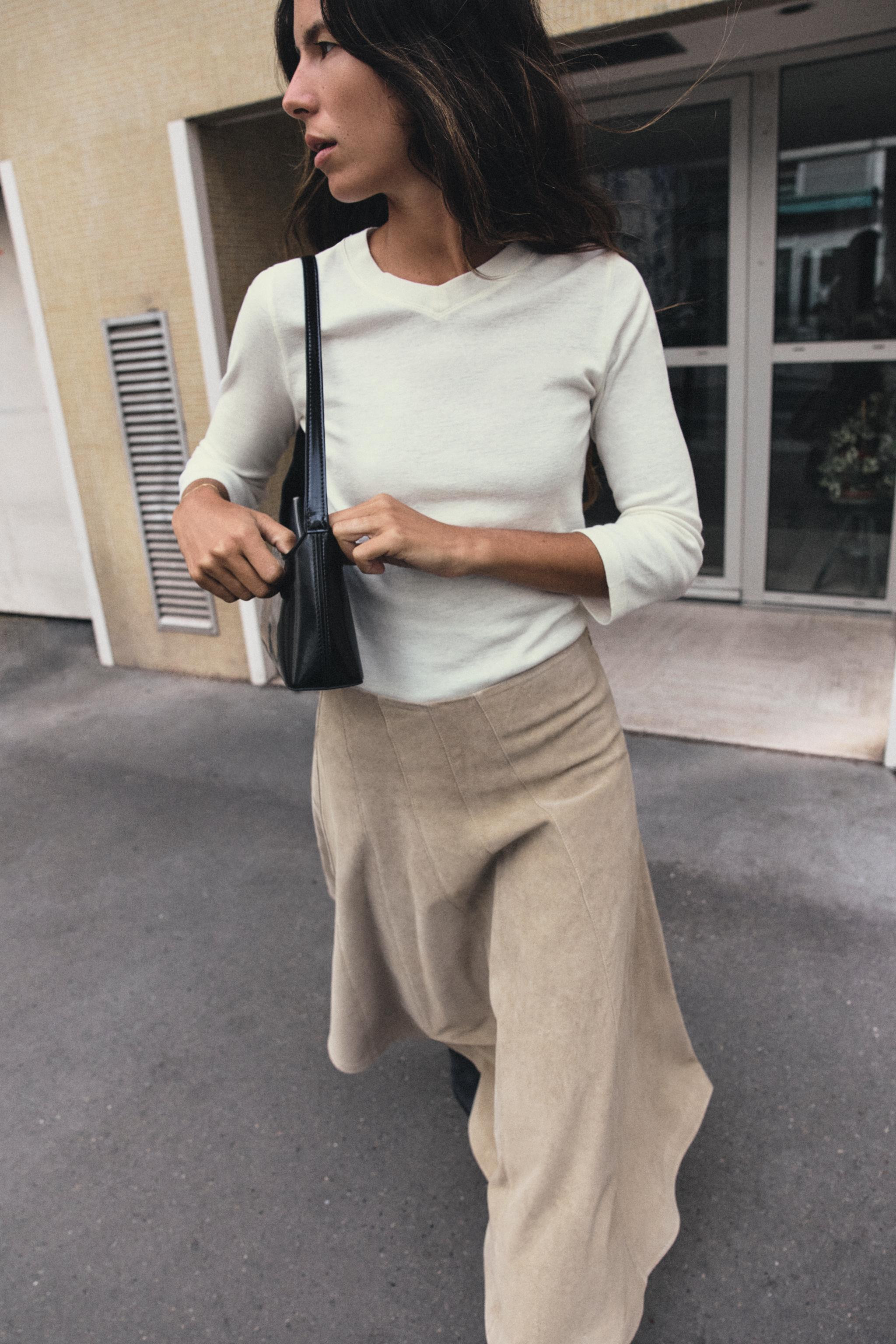 100% LEATHER MIDI SKIRT | Zara US