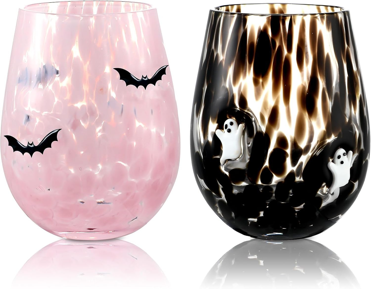 Mimorou 2 Pcs Halloween Icon Glasses Cups 14 Oz, Ghost Bat | Amazon (US)
