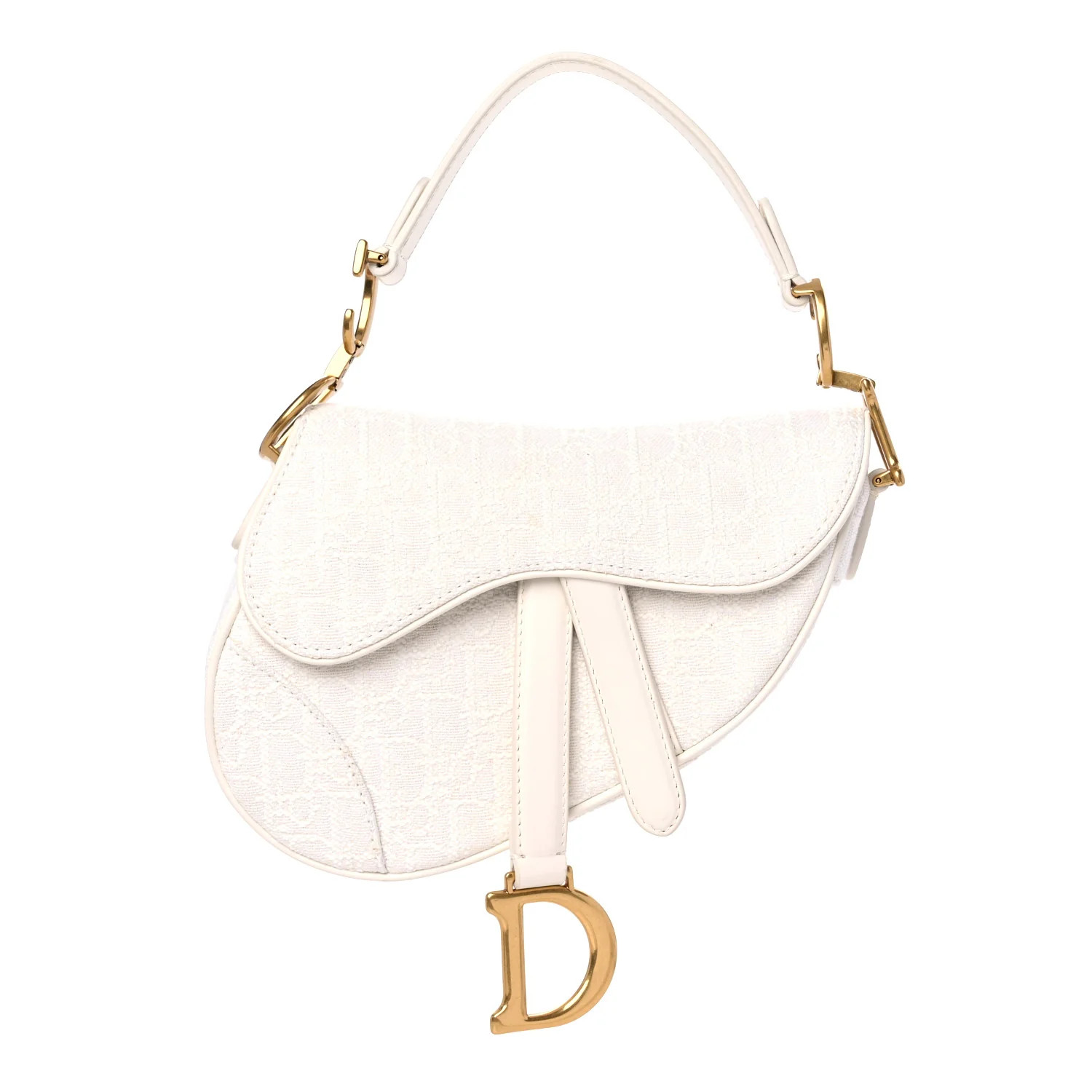 CHRISTIAN DIOR Oblique Mini Saddle Bag White | FASHIONPHILE (US)