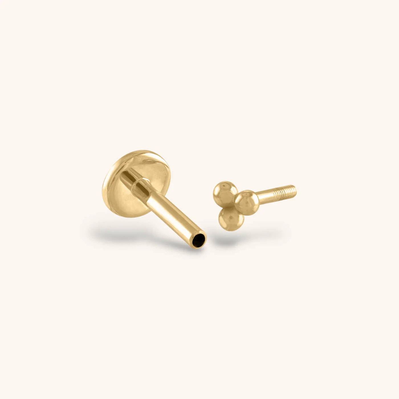 Trinity Threaded Flat Back Earring in 14k Gold | Maison Miru