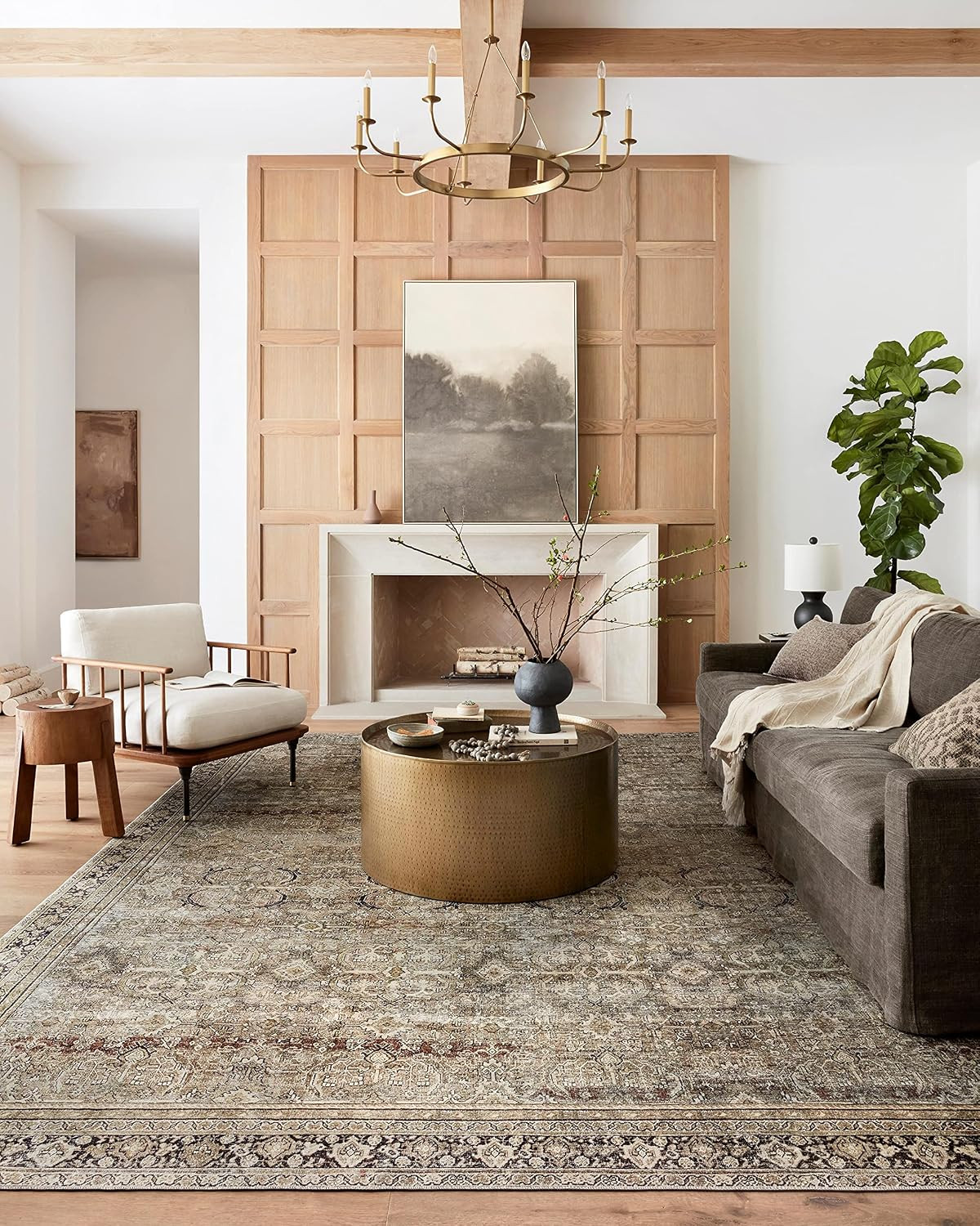 Loloi Layla Collection, LAY-03, Olive/Charcoal, 7'-6" x 9'-6", .13" Thick, Area Rug, Soft, Durable, Vintage Inspired, Distressed, Low Pile, Non-Shedding, Easy Clean, Printed, Living Room Rug | Amazon (US)