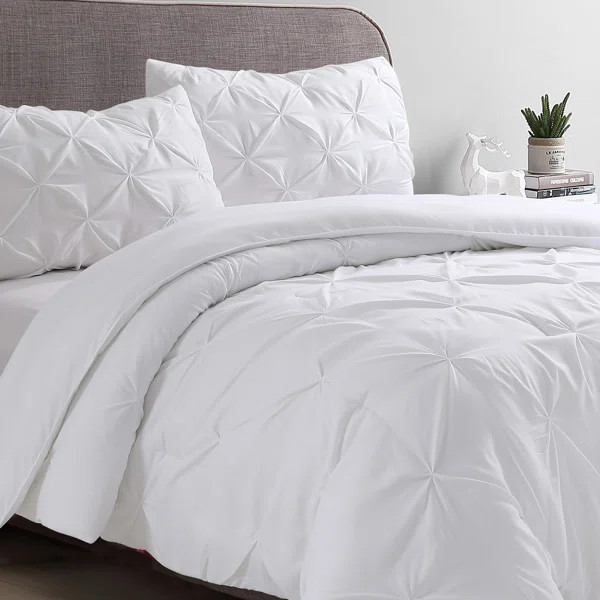 Traditional Pintuck Pleat Microfiber 3-Piece Comforter Set | Wayfair North America