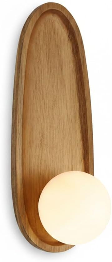 Modern Japanese Oval Solid Wood Wall Sconce,Minimalist Wooden Tray Vanity Light,Nordic Creative L... | Amazon (US)