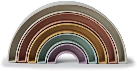 mushie Rainbow Stacker Toy 5pcs | Made in Denmark (Tropical) 1 Year+ | Amazon (US)