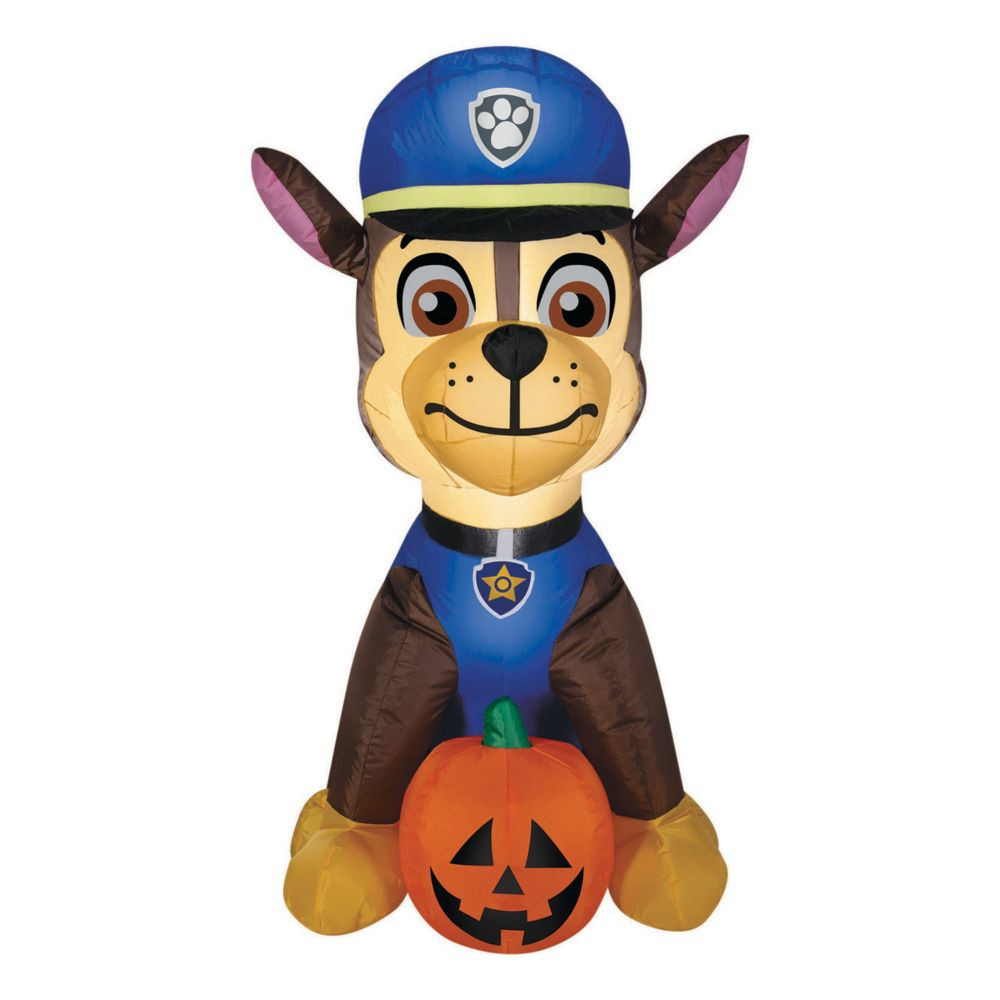 50"" Blow up Inflatable PAW Patrol Chase with Pumpkin Outdoor Yard Decoration | Oriental Trading Company