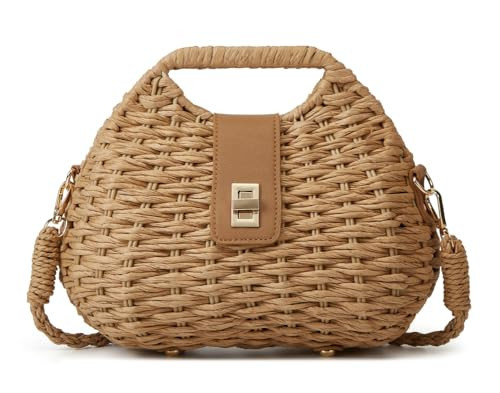 Women Straw Shoulder Handbag Natural Summer Beach Tote Bag Soft Bell Purse Straw Hobo Crossbody Bag 2026 | Amazon (US)