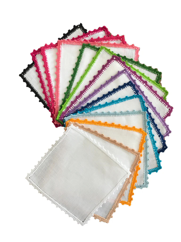 Bella Crochet Edge Cocktail Napkin | Over The Moon