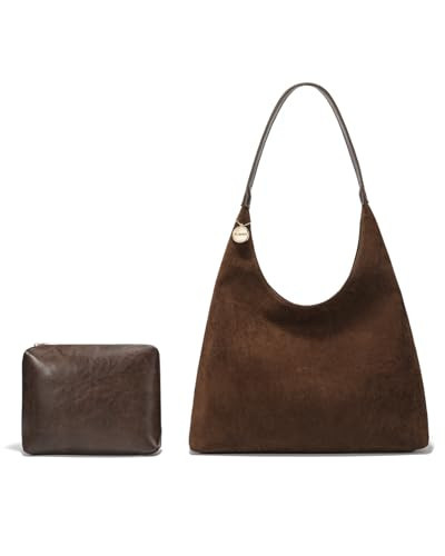 SUANNI Brown Suede Bag for Women, Trendy Slouchy Tote Bags, Winter Handbag | Amazon (US)