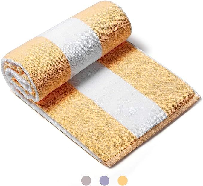 CLOWOOD Plush Oversized Beach Towel - Bamboo Cotton 40 x 72 Inch Large Thick Orange Striped Caban... | Amazon (US)