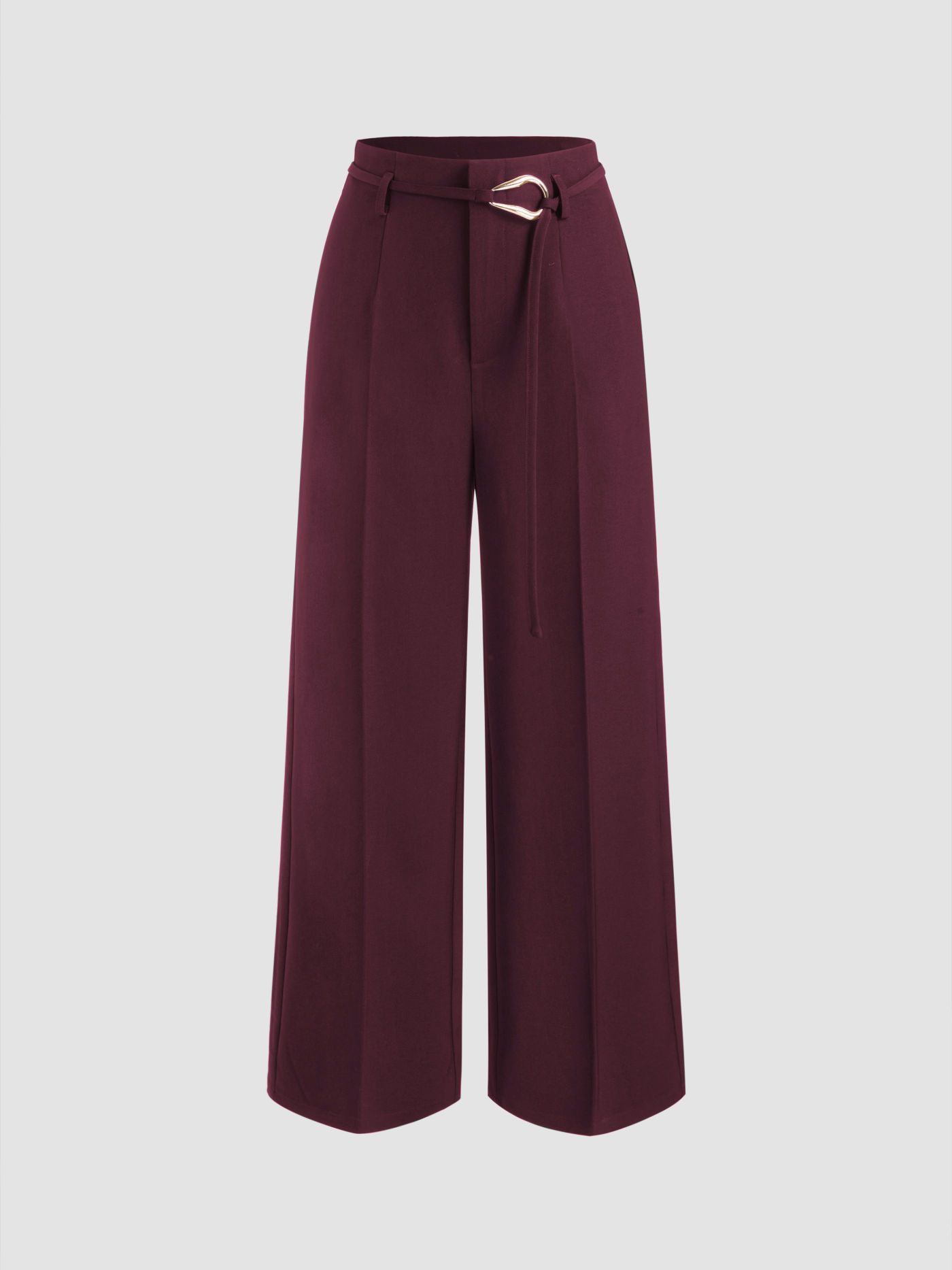 Woven Mid Rise Pocket Trousers With Belt For Work | Cider