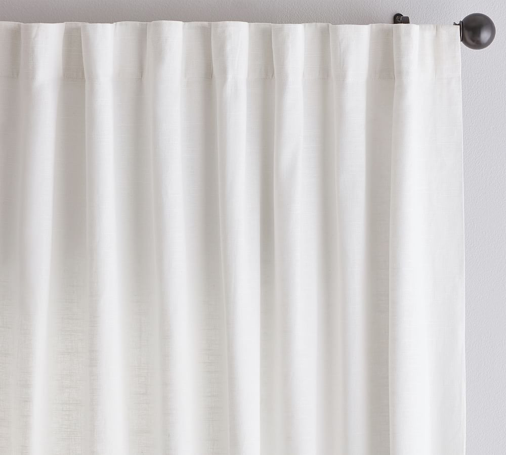 Custom Emery Linen Curtain - White | Pottery Barn (US)