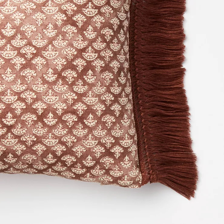 Oversized Mini Block Print Lumbar Throw Pillow Mauve/Cream - Threshold™ designed with Studio Mc... | Target